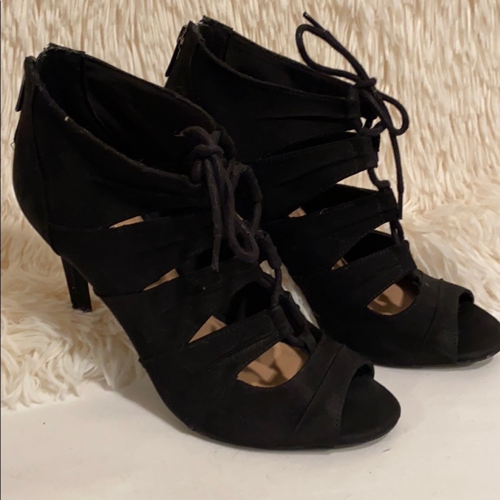 Kelly & Katie Black Lace up Stilettos